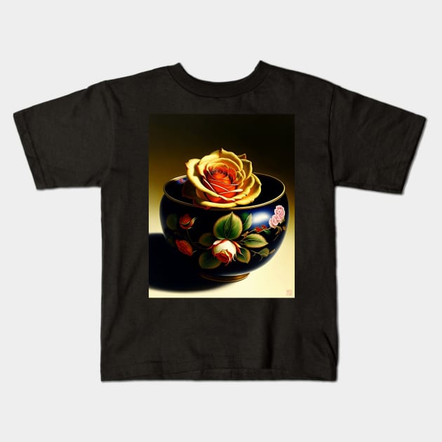 Rose Bowl Painting Kids T-Shirt by ArtShare